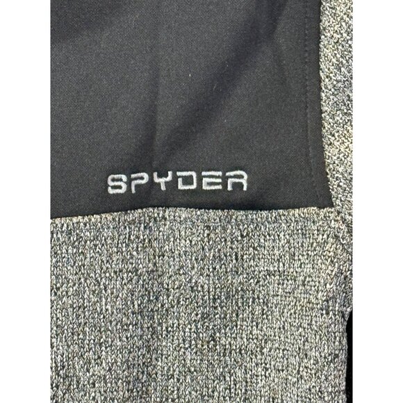 Spyder Sweater Men's Medium Hooded Half-Zip Sweater Black & Gray Polyester - Picture 2 of 16